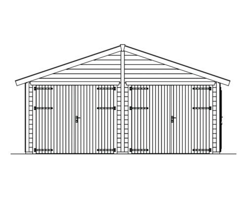 Illustration einer Doppelgarage mit Holztüren und Satteldach