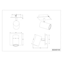 Technische Zeichnung eines Strahlers mit Maßangaben