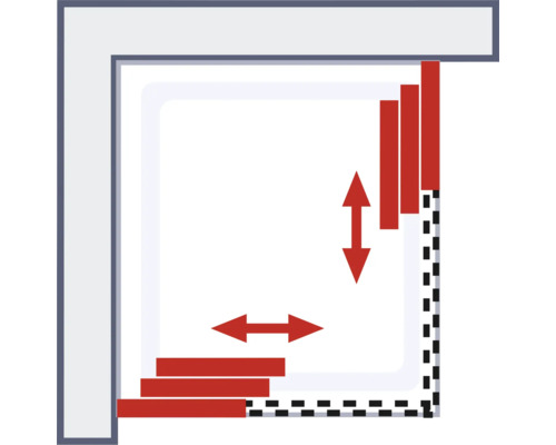 Illustration zur Anpassung der Duschkabine an die Badezimmermaße