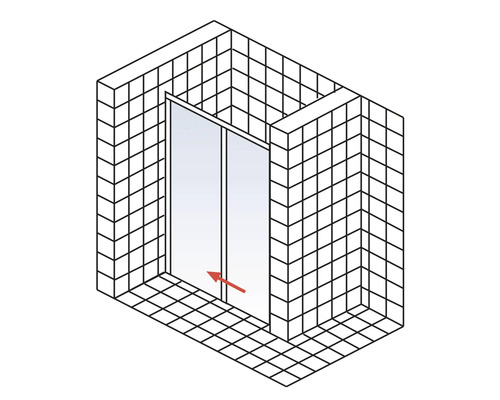 Schema einer Duschkabine mit Schiebetür