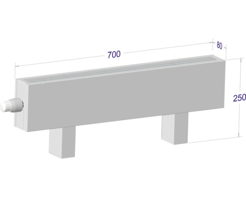 Heizkörper mit Maßen 700 x 250 x 80 Millimeter