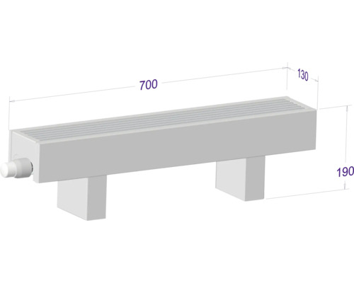 Heizkörper mit Maßen 700, 130 und 190 Millimeter