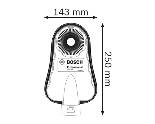 Bosch GDE 68 Staubabsaugung Abmessungen: 250 mm Höhe, 143 mm Breite