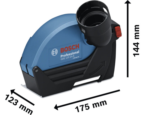 Bosch Professional GDE 125 EA-S Absaughaube mit Größenangaben
