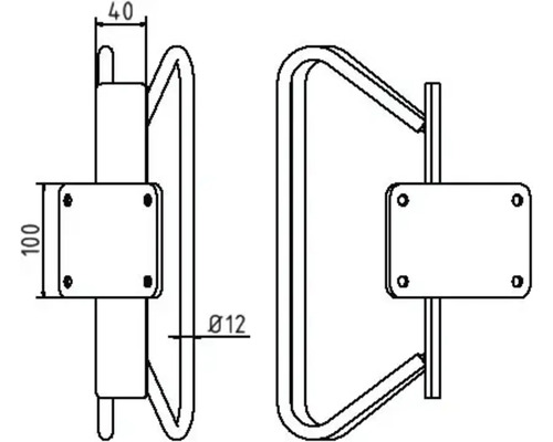 Technische Zeichnung einer Handtuchhalterung mit Maßangaben