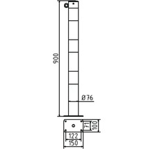 Absperrpfosten Stahlrohr Ø 76 mm x 2,6 mm ortsfest für Dübelbefestigung mit 1 Öse weiß-rot H = 900 mm