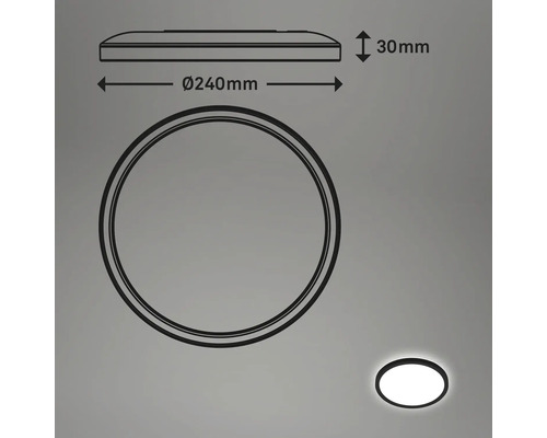 Zeichnung einer runden Deckenleuchte mit den Maßen 240 mm Durchmesser und 30 mm Höhe.