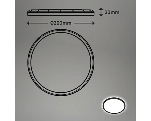 Technische Zeichnung einer runden LED-Deckenleuchte mit Durchmesser 290 mm und Höhe 30 mm.