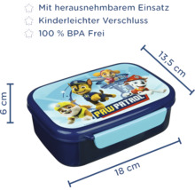 Brotdose mit Paw Patrol Motiv, 18 mal 13,5 mal 6 Zentimeter