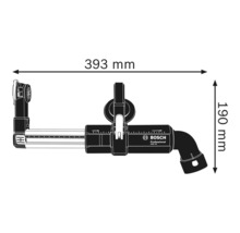 Bosch GDE 16 Staubabsaugung mit Maßangaben 393 mm und 190 mm