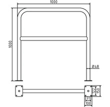 Rohrbügel Stahlrohr Ø 48 mm x 2,5 mm mit Querholm für Dübelbefestigung feuerverzinkt B = 1000 mm H = 1000 mm