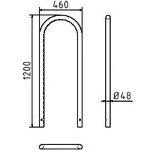 Rundbügel Stahlrohr Ø 48 mm x 2,5 mm zum Einbetonieren feuerverzinkt B = 460 mm H = 1200 mm