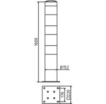 Absperrpfosten/Stahlrohrpoller Ø 152 mm x 3,2 mm für Dübelbefestigung gelb-schwarz H = 1000 mm