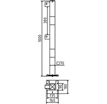 Endpfosten/Standpfosten für Ober- & Knieholm abnehmbar Stahlrohr 70 mm x 70 mm zum Aufdübeln schwarz-gelb H = 1000 mm