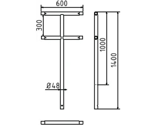Technische Zeichnung eines Handtuchhalters mit Maßangaben