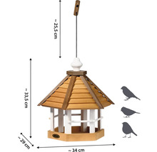Holzvogelhaus mit Aufhängung und Maßen