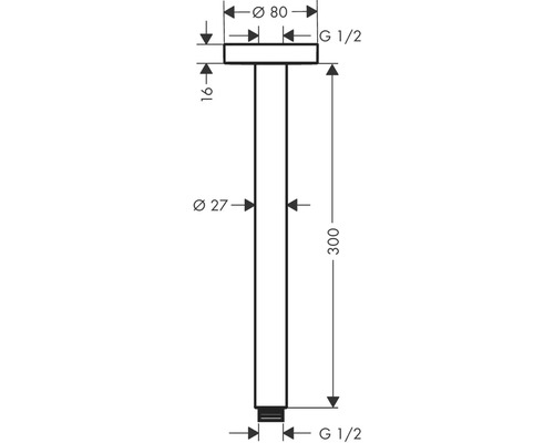 Technische Zeichnung eines Siphon-Verlängerungsstücks mit Maßangaben.