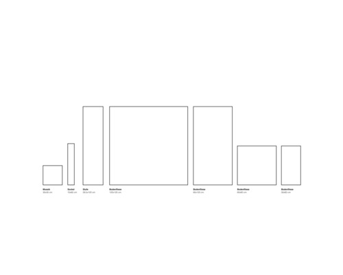 Verschiedene Fliesengrößen für Mosaik, Sockel und Wandfliesen