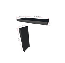 Produktbild mit Maßangaben: Regalboden und Seitenwand mit den Maßen 90 cm, 160/200/250 cm und 15,5 cm beziehungsweise 220 cm.