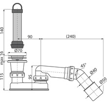 Zeichnung eines Siphon mit Maßen