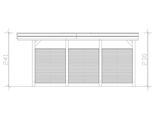 Zeichnung einer Holzgarage mit den Maßen 241 x 230