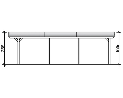 Technische Zeichnung eines Carports mit Maßangaben