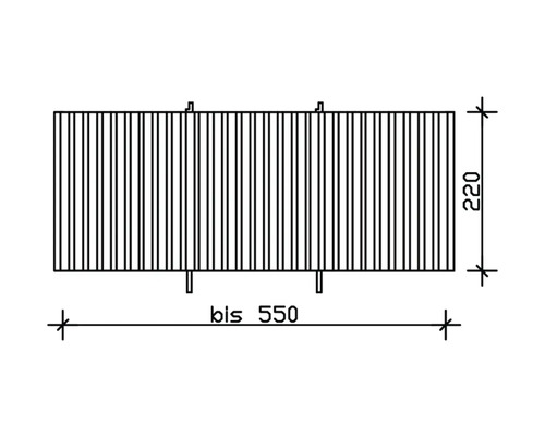 Technische Zeichnung eines Paneels mit den Maßen bis 550 x 220