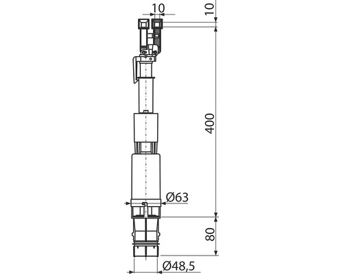 Technische Zeichnung eines Ventils mit Maßangaben.