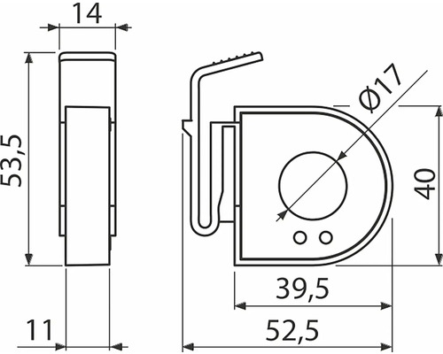 Technische Zeichnung eines Rollenfuers mit Massangaben
