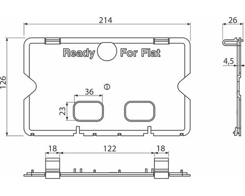 Technische Zeichnung einer Unterputzdose mit Maßangaben
