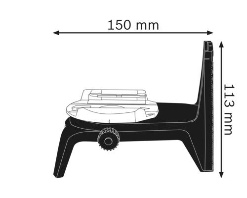 Abbildung mit Maßangaben: 150 mm Breite, 113 mm Höhe