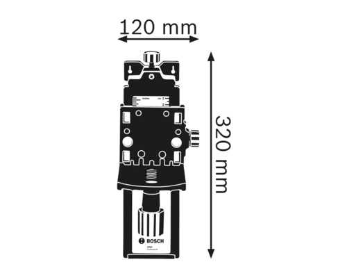 Bosch WM4 Professional Wandhalterung Abmessungen: 120 mm Breite, 320 mm Höhe