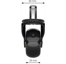 Stuhlrolle mit den Maßen 35 Millimeter mal 24 Millimeter