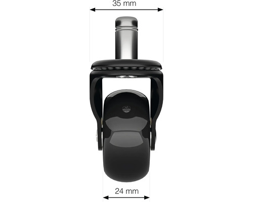 Stuhlrolle mit den Maßen 35 Millimeter mal 24 Millimeter