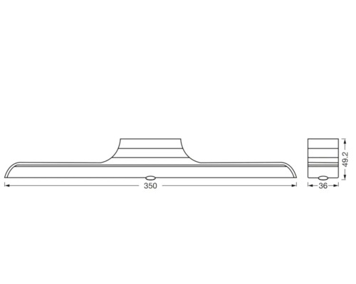 Technische Zeichnung einer LED-Wandleuchte mit Maßangaben