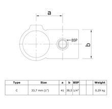 Technische Zeichnung des Typs C mit den Maßen 33,7 mm
