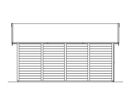 Schema eines Gartenhauses aus Holz
