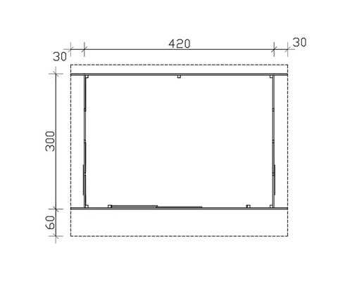 Technische Zeichnung eines Schranks mit den Maßen 420 x 300 x 60 mm