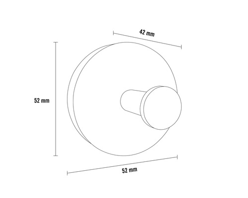 Technische Zeichnung eines Garderobenhakens mit Maßangaben