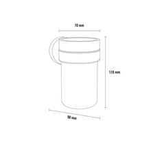 Technische Zeichnung eines Behälters mit den Maßen 70 mm, 98 mm und 110 mm.