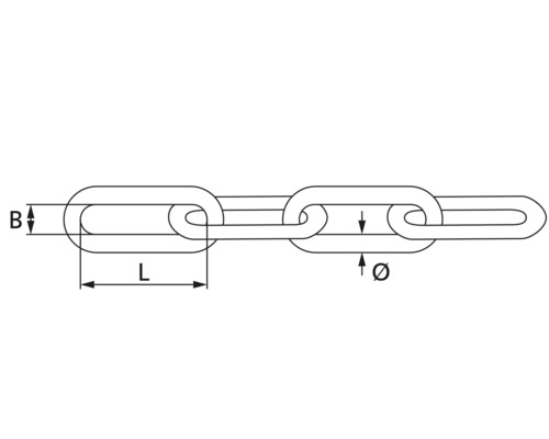 Illustration einer Kette mit Maßangaben