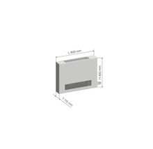 Heizkörperkonvektor mit den Maßen 600 mm Länge, 450 mm Höhe und 115 mm Tiefe.