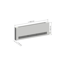 Konvektor Heizkörper mit den Maßen 1250 mm Länge, 450 mm Höhe und 115 mm Tiefe
