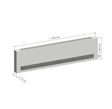 Heizkörperkonvektor mit den Maßen 1750 mm Länge, 450 mm Höhe und 115 mm Tiefe.