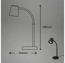 Abmessungen einer Schreibtischleuchte: 385 mm Höhe und 245 mm Breite