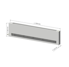 Bodenkonvektor mit den Maßen 1750 mm Länge, 450 mm Höhe und 115 mm Tiefe.