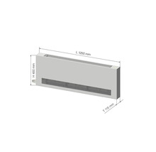 Konvektor mit den Maßen Länge 1250 mm, Höhe 450 mm und Tiefe 115 mm.
