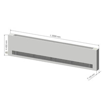 Bodenkonvektor mit den Maßen 2000 mm Länge, 450 mm Höhe und 115 mm Tiefe.