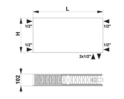 Rotheigner Planheizkörper Typ DK (22) 6-fach (unten rechts oder seitlich) 300 x 2600 mm weiß ohne Befestigungslaschen Rotheigner Planheizkörper Typ DK (22) 6-fach (unten rechts oder seitlich) 300 x 2600 mm weiß ohne Befestigungslaschen