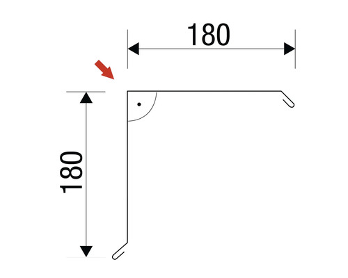 Abmessungen Eckprofil: 180 x 180 mm